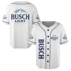 Buschh Light Baseball Jersey, Light Beer Jersey for Men, Button-Up Moisture, Game Day Shirt, Gift for Beer Lovers, Perfect Fit