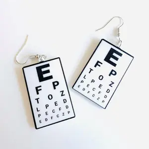 Eye Chart Earrings/Snellen Eye Chart/Optometry Earrings//Statement Earrings/Fun Earrings/Gift