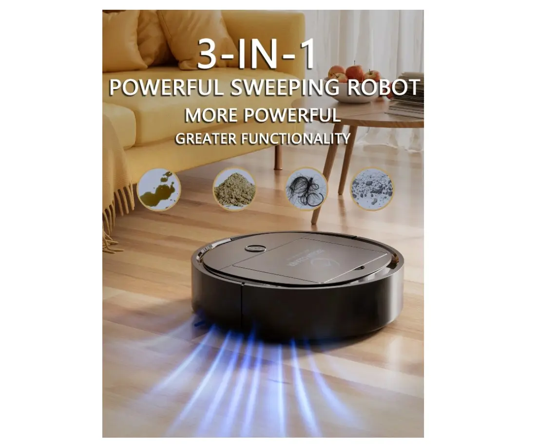 3-In-1 Electric Sweeper Mopping Machine Vacuum Cleaner, Vacuuming And Mopping, Suitable For Hard Floors, Carpets And Pet Hair, Quiet And Efficient, Strong Suction Power, Suitable For A Variety Of Floor Cleaning