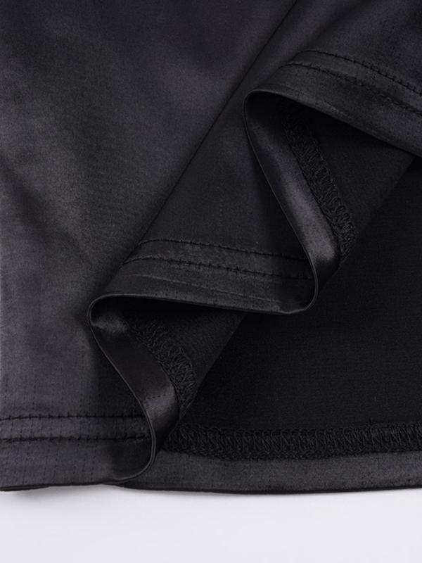 Sexy Series Chest Lace Hollow Splicing Satin Bottom Thin Strap Dress European and American Style Women's Tight Party Bag Short Outfits Music Festival Dressing