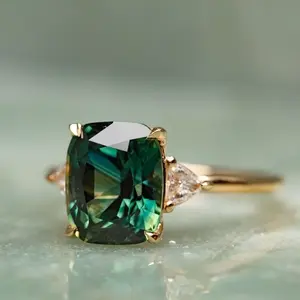 Exquisite Vintage Golden Color Ring with Green Synthetic Gemstone - Perfect for Daily Wear and Special Occasions