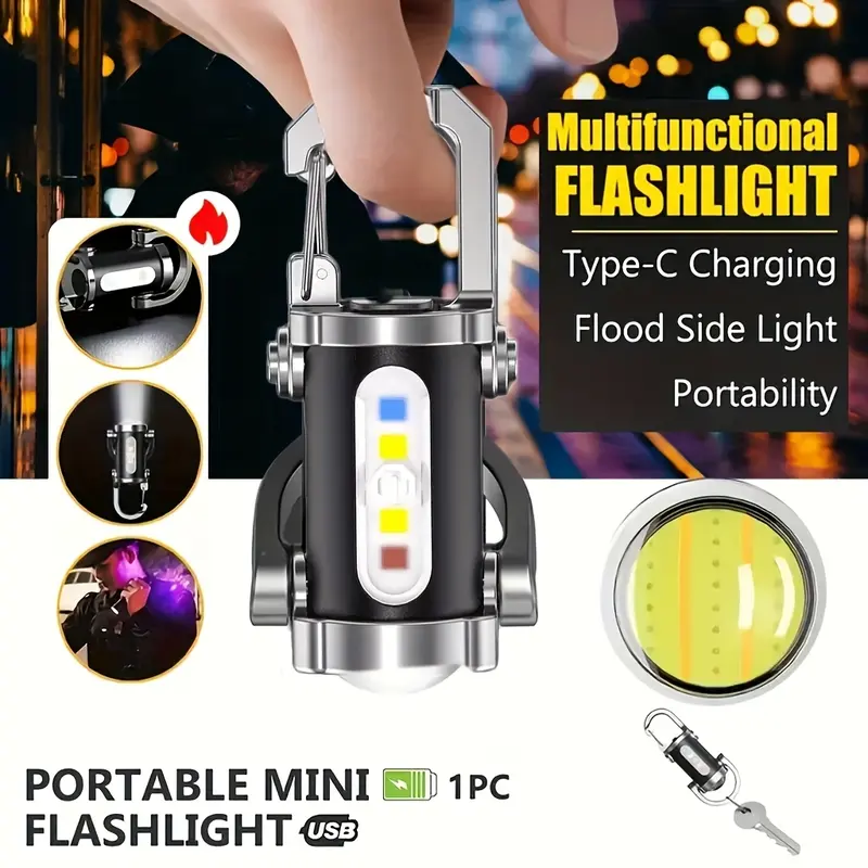 Lampe De Poche Miniature Rechargeable – Porte-clés Lumineux – Multifonction