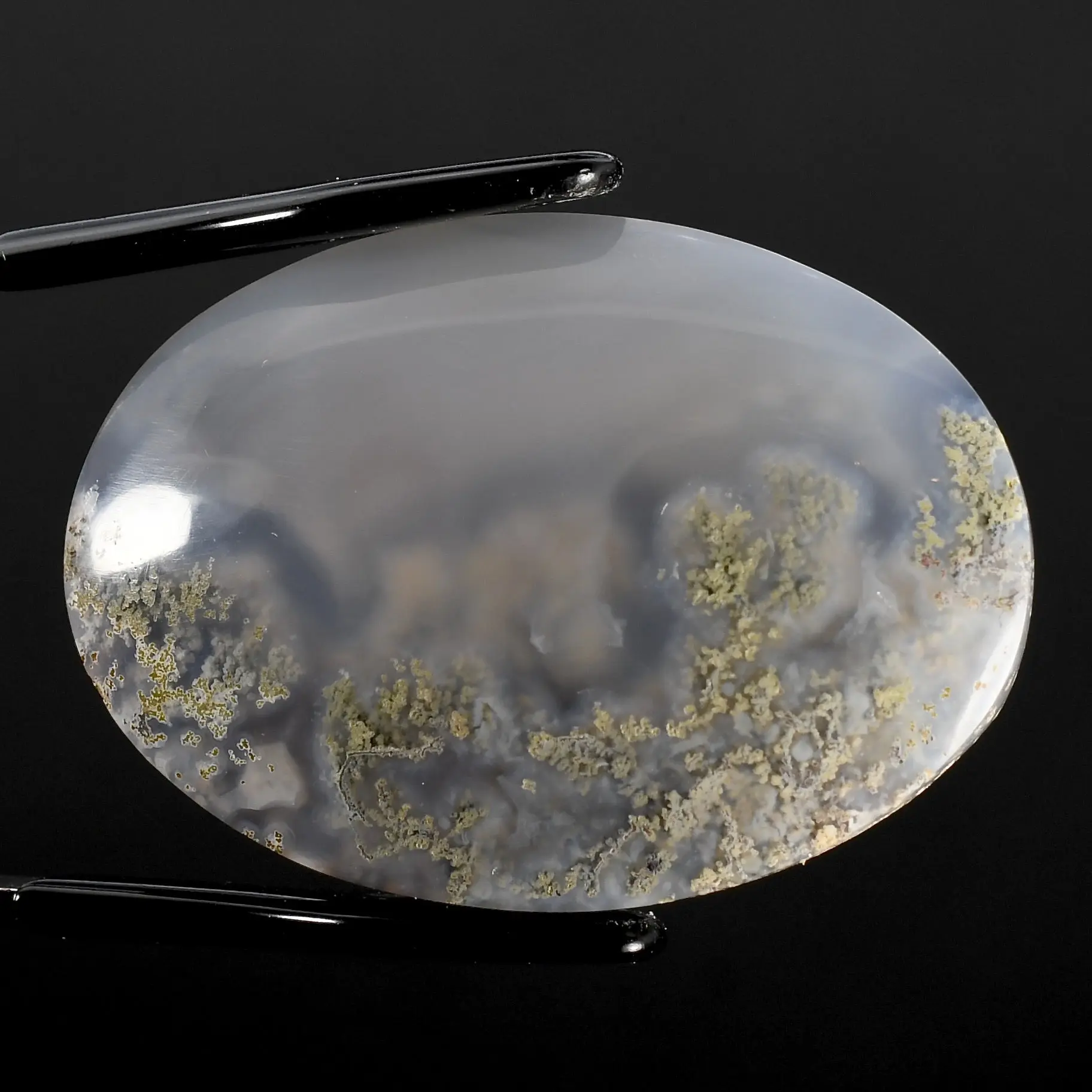35mm Scenic Moss Agate Oval Cabochon, Indonesia h19