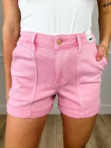 Judy Blue Livia High-Rise Cuffed Pink Shorts
