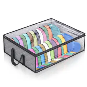 Hat Storage Organizer for Baseball Caps with 2 Sturdy Handles, Wide Hat Bags Holds Up to 40 Hats, Foldable for Home Travel