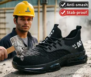 Men’s safety shoes, impact-resistant and puncture-resistant, lightweight work footwear with steel toe cap, soft sole, odor-resistant, traditional safety style with steel plate, suitable for construction sites in all seasons