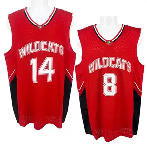 Men's Basketball Jersey High School Wildcats 8 DANFORTH 14 Troy Bolton Sewing embroidery Cheap High Quality outdoor sportswear 2025 Red