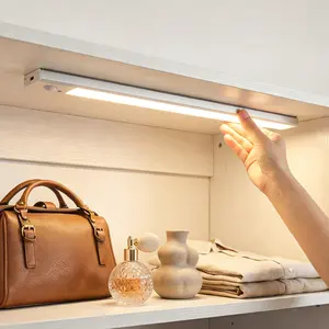 Magnetic Motion Sensor LED Light, Wireless & Renter-Friendly Under Cabinet Lighting, 3 Color Temperature Strip Lights for Cyclysio Closet Organizer, Wardrobe, Dresser, Bookshelf