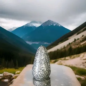 Natural Crystal Standing Stone with Quartz-Diorite Core, Rejuvenating Healing Chakra & Aura-Enhanced Consciousness Benefits, Circular Diorite Base, Home House Decor, Table Desk Decoration