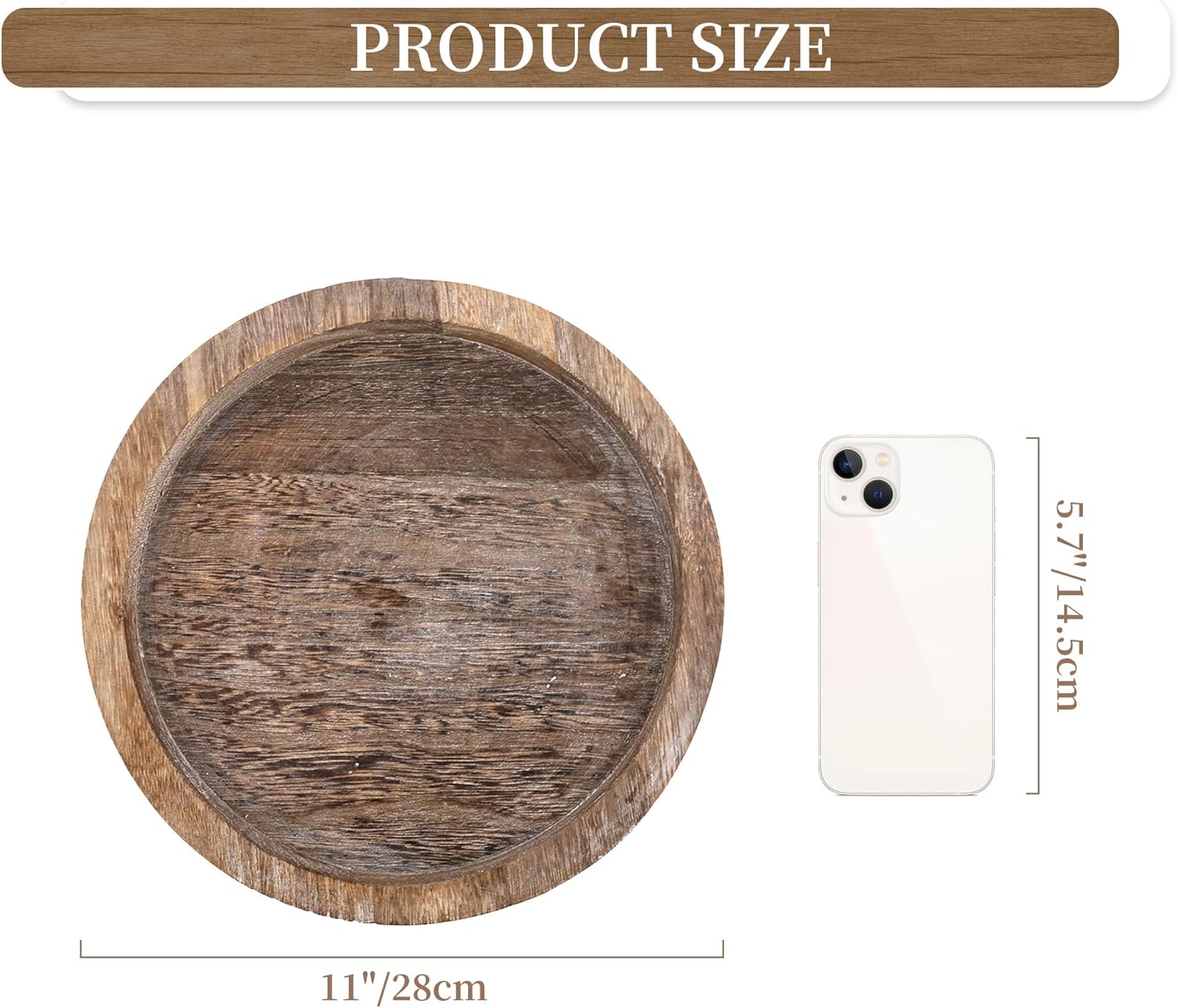 Candle Plate Holder Tray: Round Wood Decorative Candle Plate - Rustic Farmhouse CoffeeTable Decor - Tealight Pillar Trays for Home Decor (Distressed) Candle Plate Holder Tray: Round Wood Decorative Candle Plate - Rustic Farmhouse CoffeeTable Decor - Tealight Pillar Trays for Home Decor (Distressed)