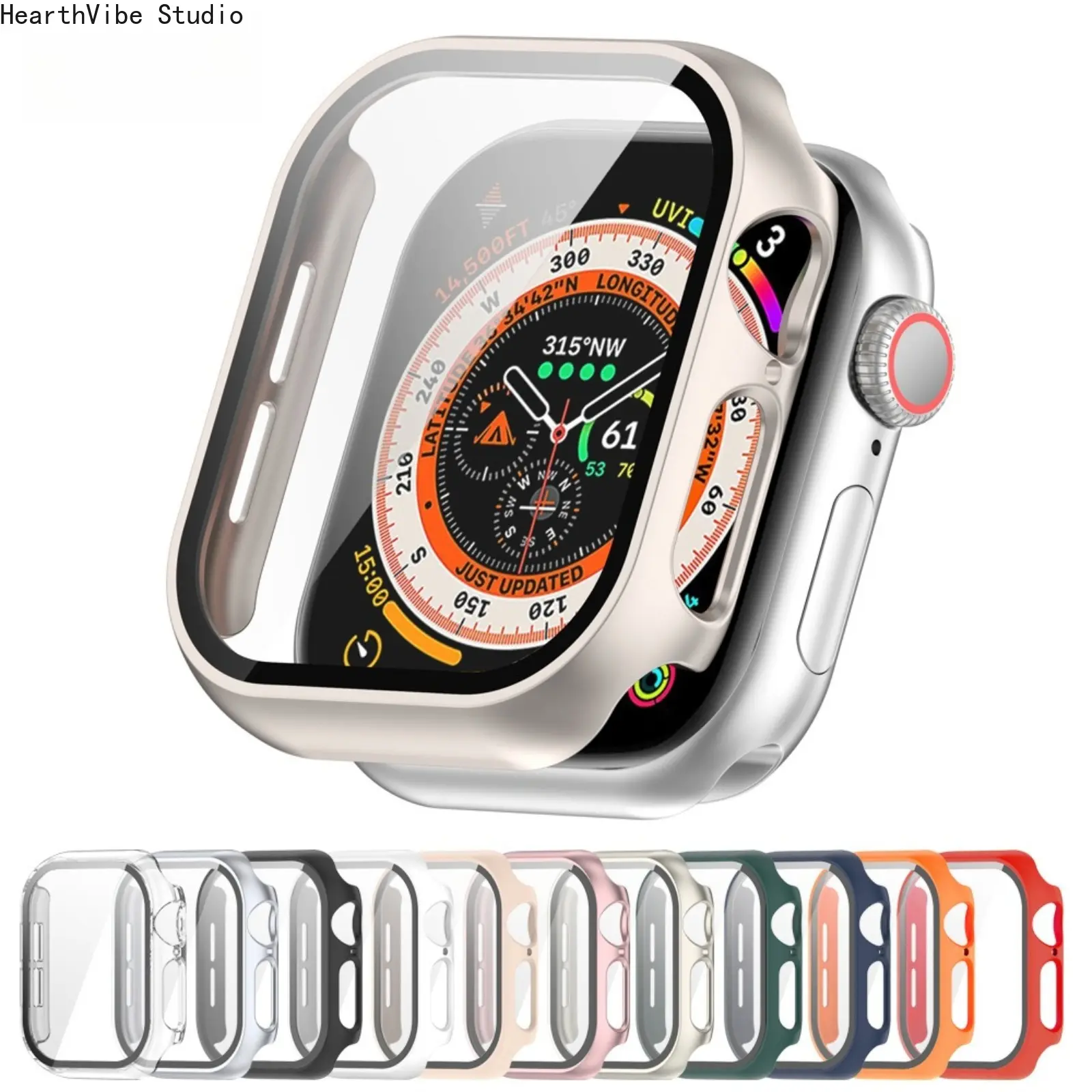 Compatible Apple Watch Case: Integrated PC Protective Cover for Apple Watch Series 10/9 — Includes Tempered Glass Screen Protector, Protection, Wearable