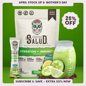 Salud 2-in-1 [Hydration + Immunity - Cucumber Lime] Electrolytes Powder, Agua Fresca Drink Mix, Elderberry, Dairy & Soy Free, Non-GMO, Gluten Free, Vegan, Low Calorie, 1g Sugar (15 Servings)