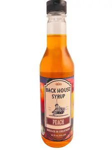 Back House Syrup Peach Syrup 12 OZ Bottle for Coffee, Cocktail, Mocktail and Non Alcoholic Drinks, All-Natural