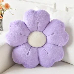 Flower Pillow, Flower Shaped Pillow Decorative Throw Pillows for Bed Couch, Cute Daisy Pillow Dorm Decor Floor Seating Cushion (Light Purple, 15 Inches)