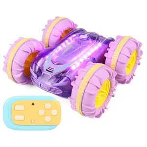 Remote Control Stunt Car, Rechargeable Amphibious Double-sided Car with Light, Indoor & Outdoor Swimming Pool Toy, Birthday Gift