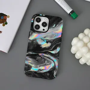 This durable, shock-absorbing, glossy 2-in-1 phone case features a stardust-patterned marble design and is compatible with iPhone 17, 16, 15, 14, 13, 12, 11, X, and Samsung models. It makes a great holiday gift for friends or family.