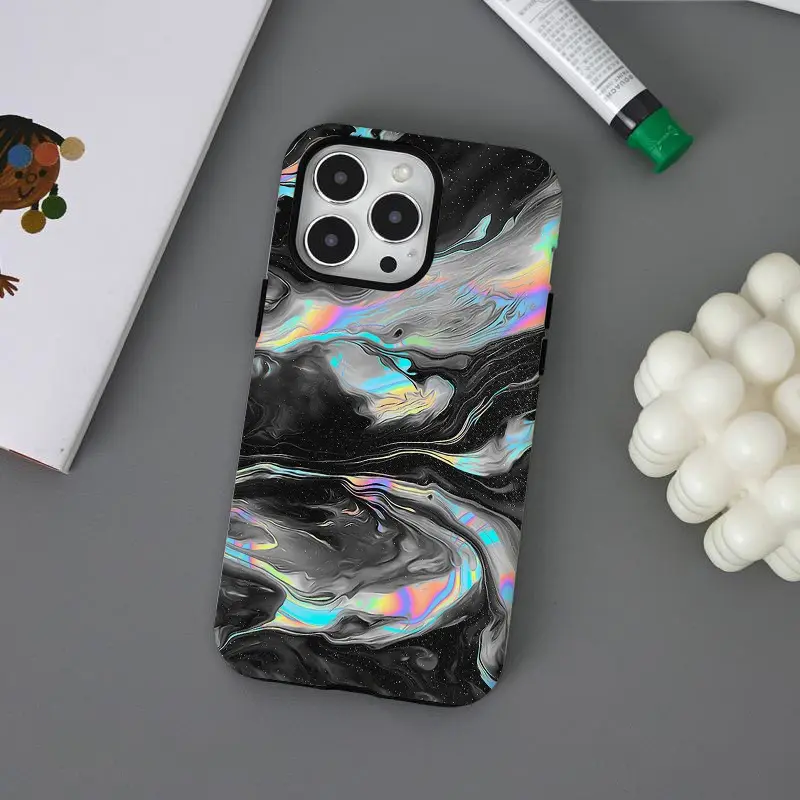 Durable Shock-Absorbing Glossy 2-in-1 Smartphone Casing - Stardust-Patterned Marble Design, Cellphone Protection for iPhone 17,16,15,14,13,12,11,X & Samsung Devices, Ideal Holiday Gift for Friends/Family, Accessories