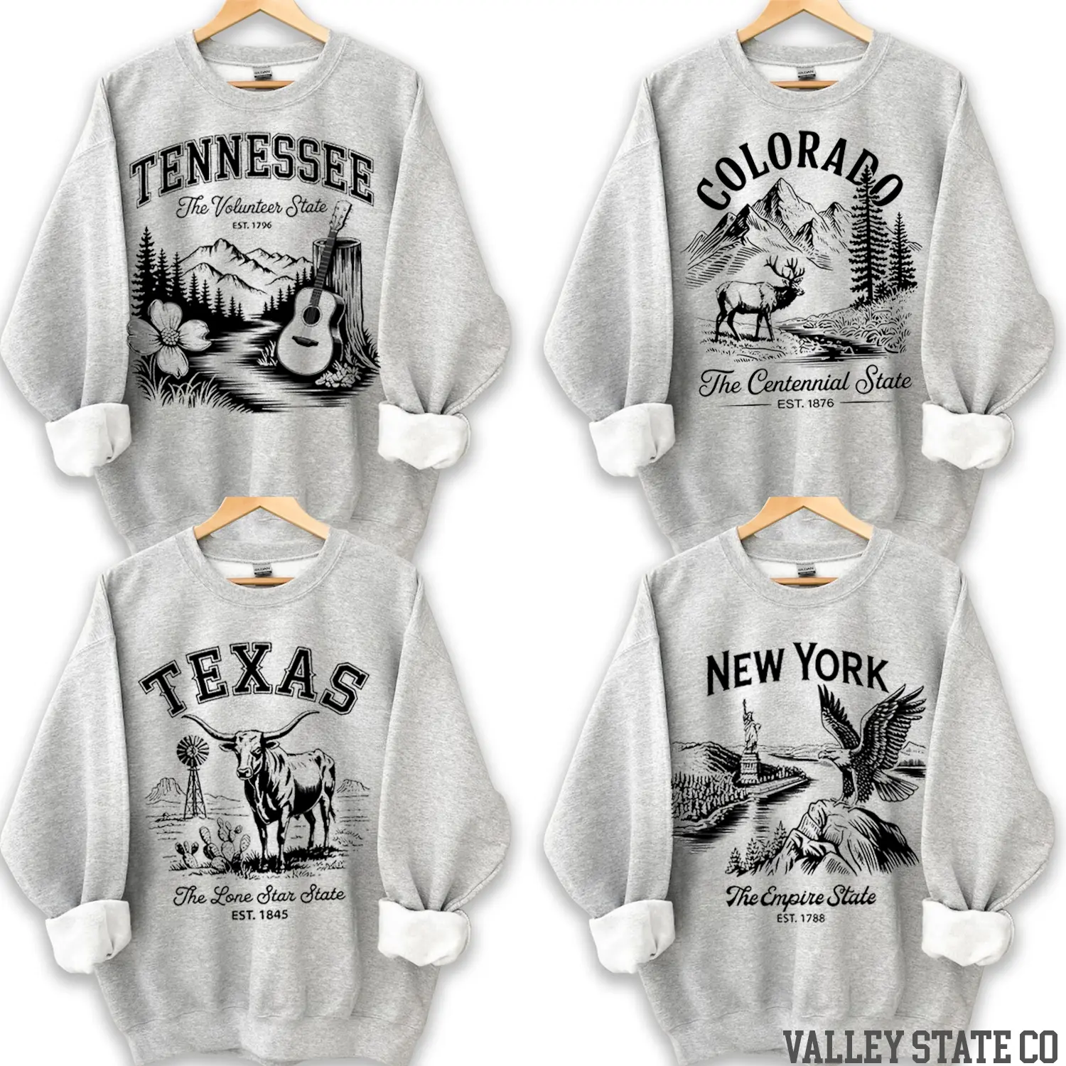 50 States Collection Sweatshirt USA State Pride Graphic Crewneck Sweatshirt Retro American Road Trip Shirt for Men and Women Gift for Travelers Dad Mom Husband Boyfriend Girlfriend
