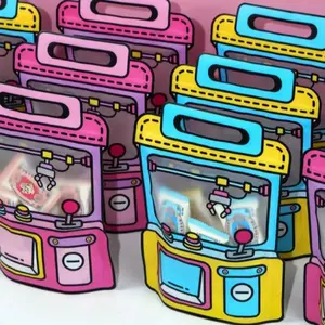 30-Pack Cartoon Ufo Catcher Goodie Bags, Party Favors Assortment, Party Favor Packs, Clear Plastic Ziplock Seal Bags with Handles, Smell-Proof, Reusable & Resealable, Mixed Colors