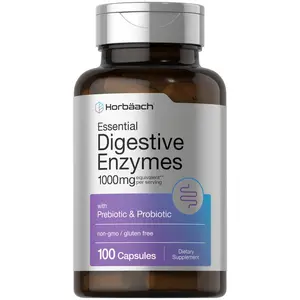Horbäach Essential Digestive Enzymes | 100 Capsules | Enzyme Blend for Men & Women | Non-GMO & Gluten Free Supplement