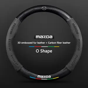 Mazda 3 5 6 Skyactiv Axela Atenza Cx30 Cx5 Cx8 Cx9 Mx5 Rx8 Rx7 Bt50 Carbon Fiber Suede Steering Wheel Cover, Durable & Stylish Accessory