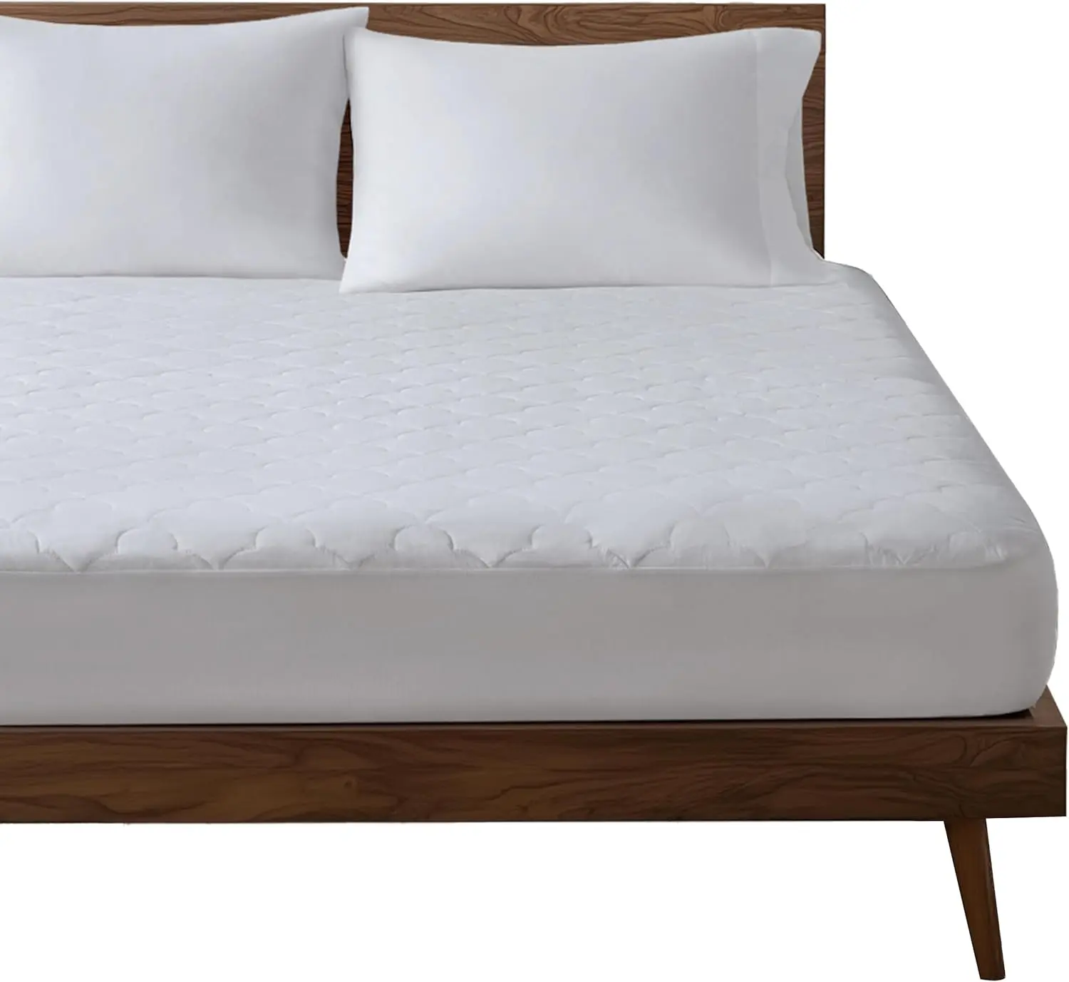 Mattress Pad, Cotton Mattress Protector Classic Cloud Quilted Bed Cover, All Natural Breathable Mattress Topper Fitted Pocket Fits Up to 16", Machine Washable, White