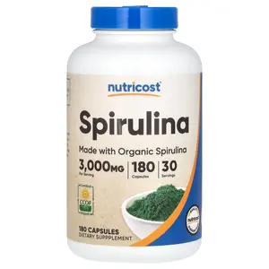 Nutricost Spirulina, 180 Capsules (500 mg per Capsule)