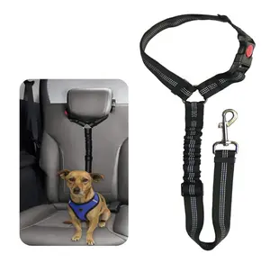2 Pcs Pet Dog Seat Belts, Car Headrest Restraint Adjustable Safety Leads Vehicle Seatbelt Harness