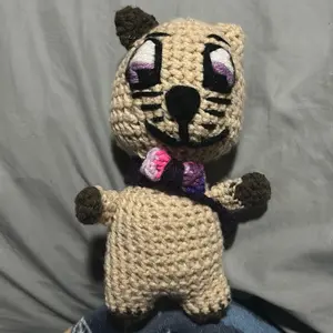Handmade Crocheted Cat with Colorful Scarf - Soft Knitted Pet Figure