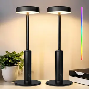 Cordless Table Lamp, 3 Color Temperatures & 7 RGB Colors,USB Rechargeable , Dimmable Touch Bedside Lamp, Ambient Lamp for Homelamp