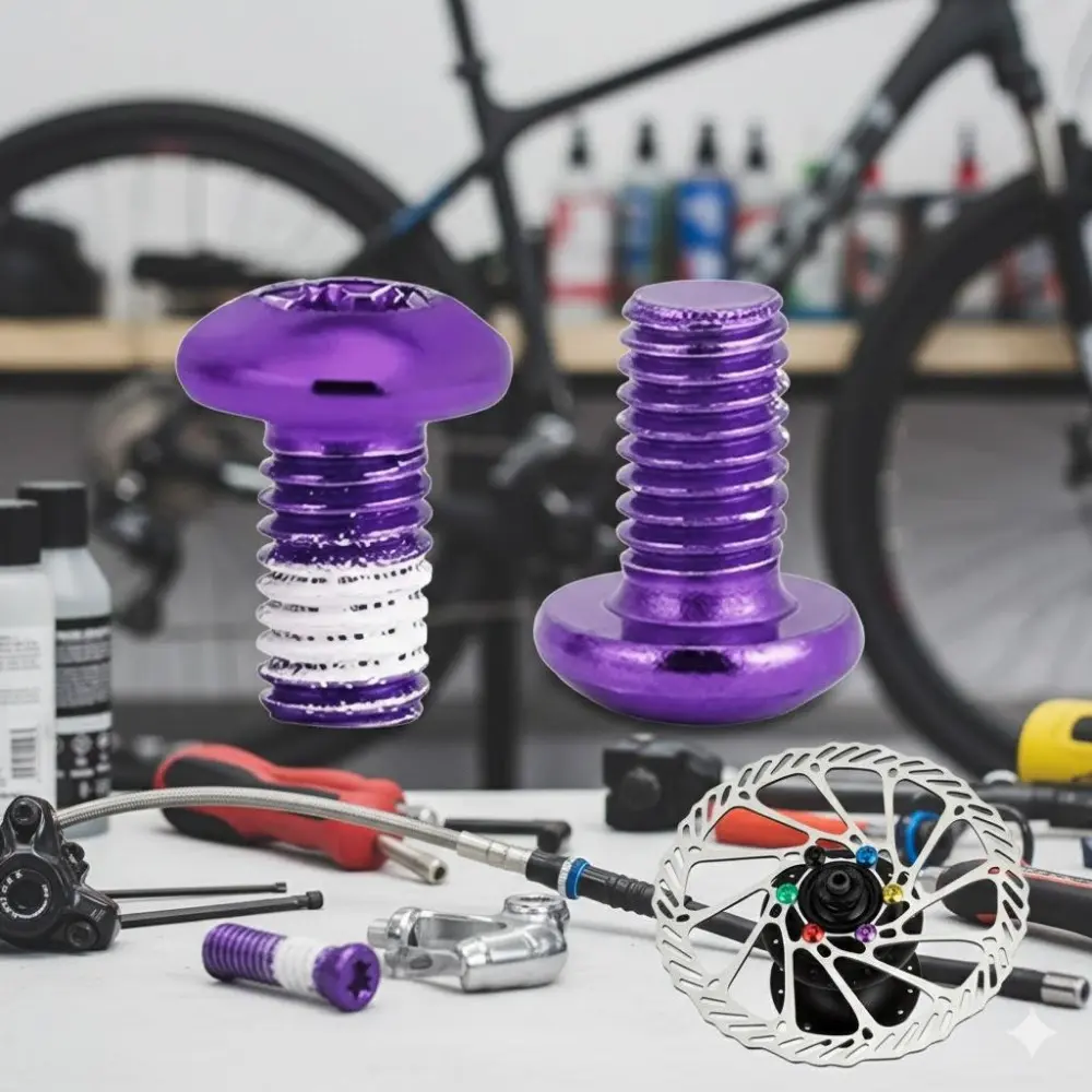 T25 Torx M5x10mm Disc Brake Bolt Kit: Anti-Loose Brake Pad Mounting Screws, Universal Upgrade Set for Road & Mountain Bike Disc Systems, Durable Corrosion-Resistant Brake Rotor Repair Tools.