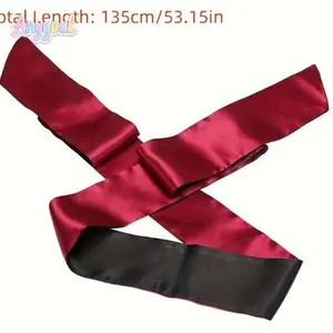 ANYGOAL 2-Pack Solid Satin Long Eye Mask for Women Soft Silk Tie Blindfold Lightweight Smooth Eye Cover for Sleep Nap Relaxation Travel Spa Restful Nights Waterproof LED Glowing Pumpkin Skull Party Rings Red & Black Decor