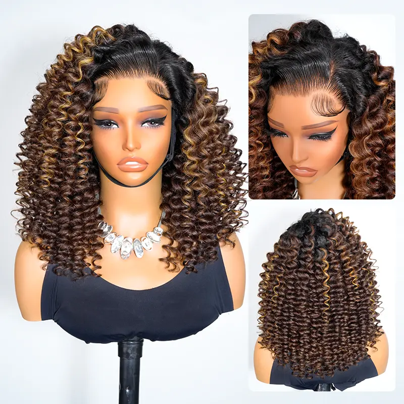 Asteria Hair Ready To Go Ombre Brown Highlight Color 7×5 Lace Closure Wigs Pre Style and Pre Cut Lace Human Hair Wigs