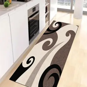 and Wave Pattern Diatom Mud Non-Slip Kitchen Mat, Versatile Floor Mat for Kitchen, Bathroom, Bedroom, and Hallway Decor, Boho Runner Rug