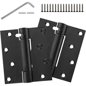 4" Self Closing Door Hinges Spring Hinges Adjustable Door 5/8 Inch Radius Corners Adjustable Tension for Garage Bathroom Pantry Basement Door Hinges UL Listed Brushed Nickel 2 Pack