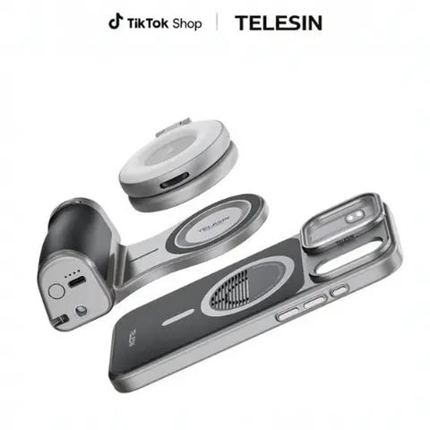 TELESIN Retro Leather Master Grip Camera Handle for iPhone 17 Pro Max/Pro  Pro Filmmaking Kit with Graphene Cooling Phone Case, Mag Safe Wireless Charging, Shutter & Dial Controls, Tripod, Magnetic Filter, iPhone 17 Accessories for Vlog, Selfie, Video