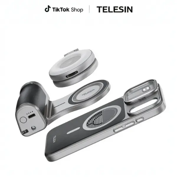 TELESIN Retro Leather Master Grip Camera Handle for iPhone 17 Pro Max/Pro Pro Filmmaking Kit with Graphene Cooling Phone Case, Mag Safe Wireless Charging, Shutter & Dial Controls, Tripod, Magnetic Filter, iPhone 17 Accessories for Vlog, Selfie, Video