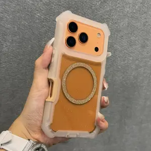 Fashion Glitter Magnetic Phone Case For iPhone 17 Pro Max 14 15 16 Pro Max Plus 17Air 13 Magnetic Charging Shockproof Cover