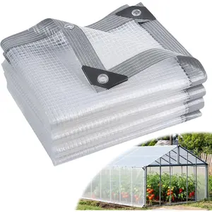16 Mil Clear Plastic Tarps Heavy Duty  10x20 FT,Green House Plastic Covering Sheeting, Greenhouse Cover Clear Tarp with Grommets for Garden,Farms,,Chicken Coop Winter Wrap