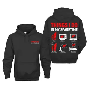 Double-Sided Hoodie With Funny Fox Hunting Print – Things I Do In My Free Time: Hunting, Unisex
