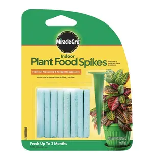 Indoor Plant Food Spikes, Continuous Feeding for Flowering and Foliage Houseplants, Dry Fertilizer, 24 Spikes