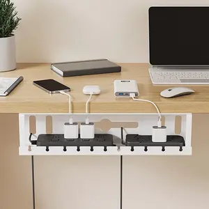 Under Desk Cable Management Tray, 1 Count Self-adhesive Cable Organizer, Independent Cable Organizer with Desk & Drawer Organizer for Home Office, Cord Organizer