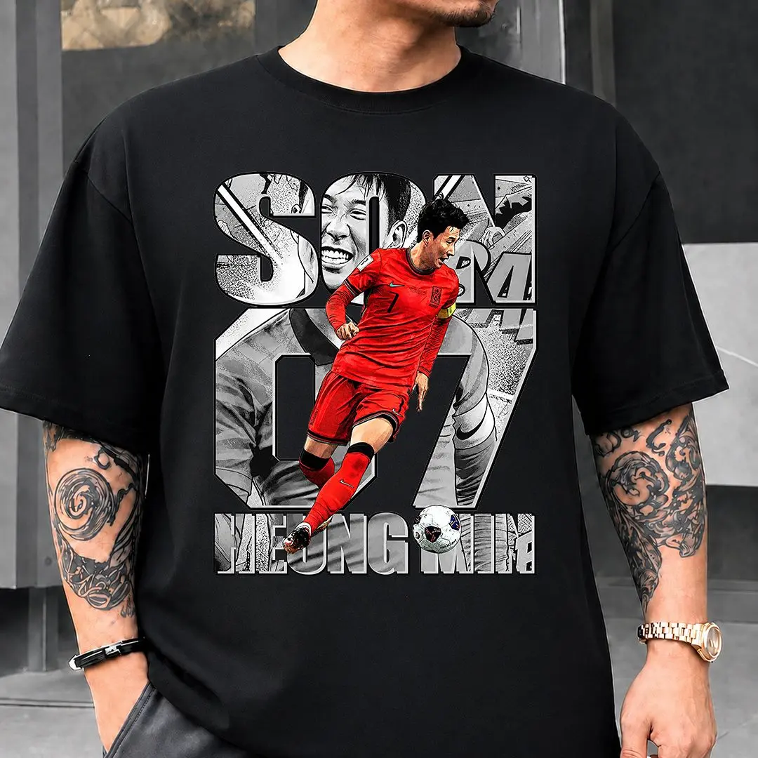Soccer Player T-Shirt, Son Heung Min Comic Football Graphic Tee for Fans, Unisex Game Day Gift
