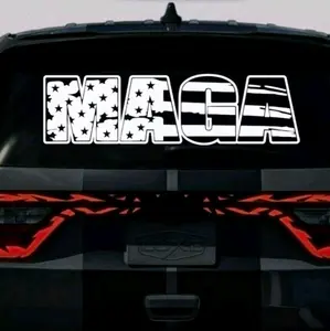 LARGE MAGA with Flag, Trump rear window vinyl window decal sticker.