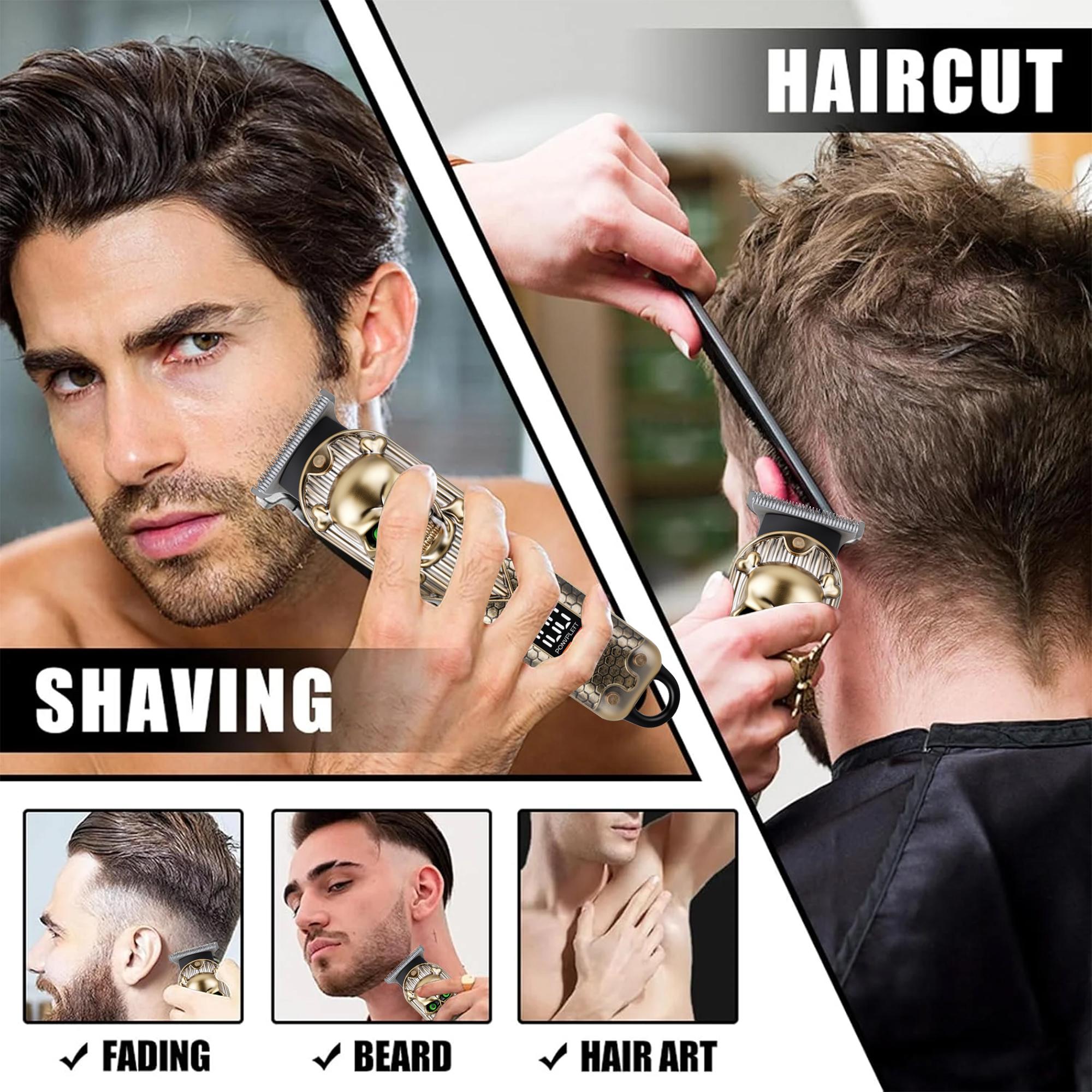 Professional Cordless Hair Clipper for Men - T-Blade Zero-Gap Trimmer with Detail & Fading Combs, Rechargeable All-in-One Beard, Mustache & Body Trimmer, Home Barber Precision Grooming, USB Fast Charging