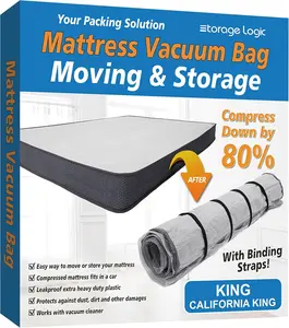 VacHeavy Duty Vacuum Mattress Bag Roll Up Compression Storage Moving w/ Straps Protect Organiser