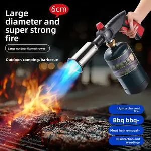 AXIZITECH Powerful Propane Torch(Propane Tank Not Included),With One-Touch Max Fire Button and Safety Lock, Adjustable Blow Torch for Sous Vide Searing Steak, BBQ,Fireplace,Charcoal Wood，Excellent Gift for Christmas and New Year(Without a gas cylinder)