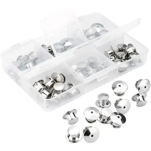 40 Pieces Metal Pin Backs Locking Pin Keepers Locking Clasp with Storage Case