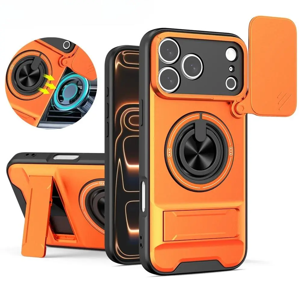 LUCY Magnetic Phone Case For iPhone 17 16 15 14 13 12 11 Pro Max Plus Air 16E Slide Camera Protection Upright Kickstand Shockproof Cover for iPhone 17 Air
