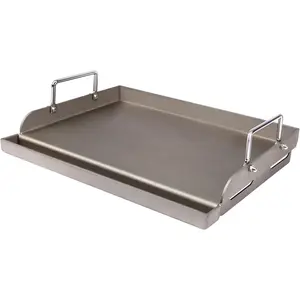 SearCook  25" x 16" Metal Cast Iron Griddle for Gas Grill Large Steel Insert for Outdoor Use Prevent Sticking Kitchenware Utensils